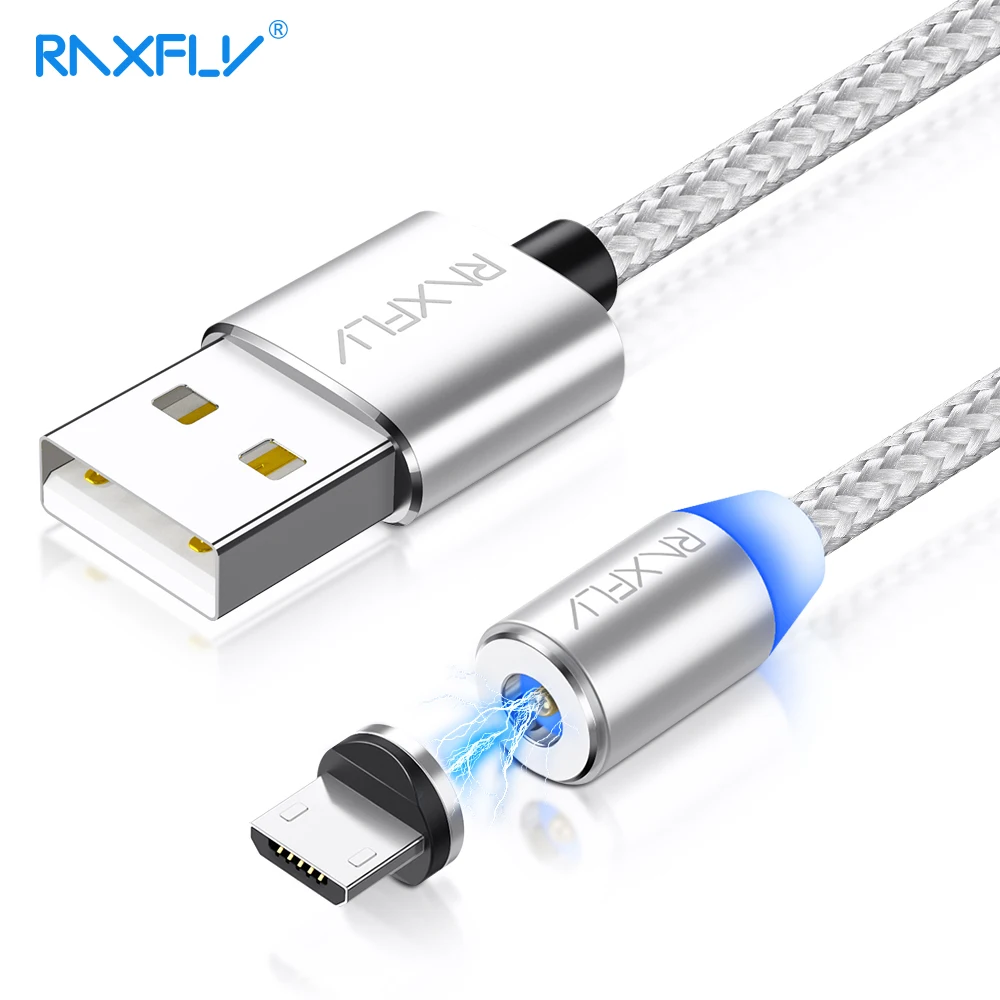 Magnetic Micro USB Cable RAXFLY 2A LED Magnet Charger Cord For Samsung S4 S5 S6 S7 Edge Magnetic Cable Micro USB Charging Wire  