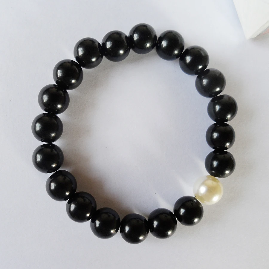 

{2019 new model fashion man black pearl(10mm)bracelet & bangle,fine quality black pearl Couples man bracelet,Low price wholesale