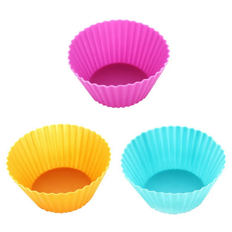 12pcs/lot Round shape Silicone Muffin Cases Cake Cupcake Liner Baking