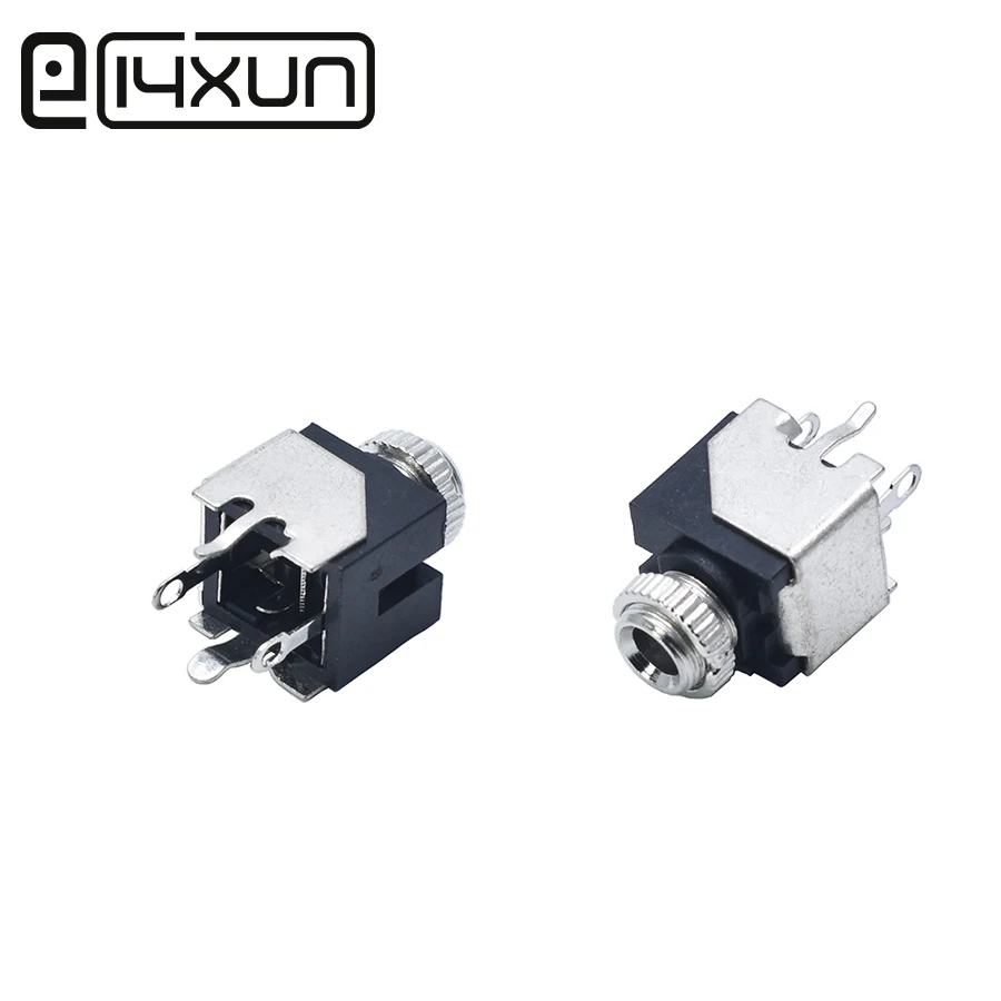 

EClyxun 2pcs 3.5mm Metal jack with Nut and Screw 3.5 mm 4Pin Audio Connector Headset PJ-301BM DIP Headphone DIY Parts