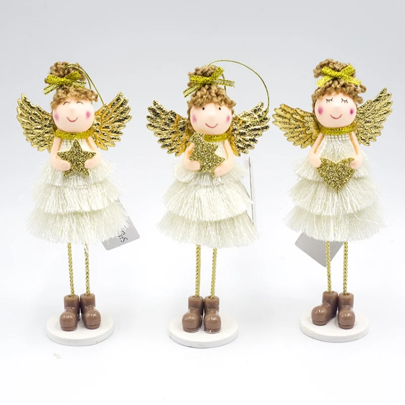 

Christmas Ornament Holiday Figurines Gift For Boys & Girls Standing Gold Angel Doll Desktop