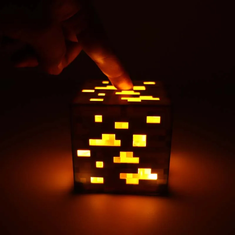 

Minecraft Light Up Orange Stone Ore Square Minecraft Game Night Light LED Figure Cosplay Toys Light Up Diamond Ore As Gift #E