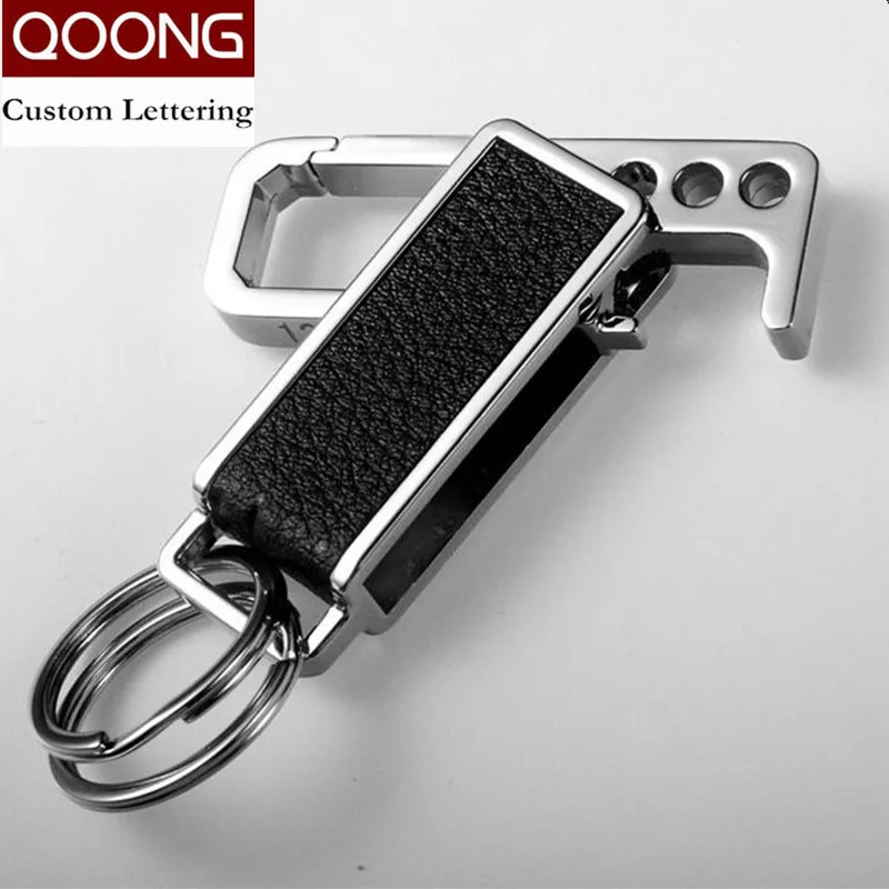 

QOONG 2018 Creative Rotatable Car Keychains Keyrings Leather Metal Waist Buckle Bottle Opener Tool Key Chains Ring Holder Y17