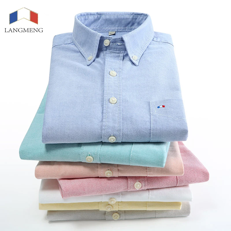 Kopen Langmeng plus size katoen merk gestreepte shirt heren lange mouw lente mens casual shirts oxford jurk shirt camisa masculina 5XL