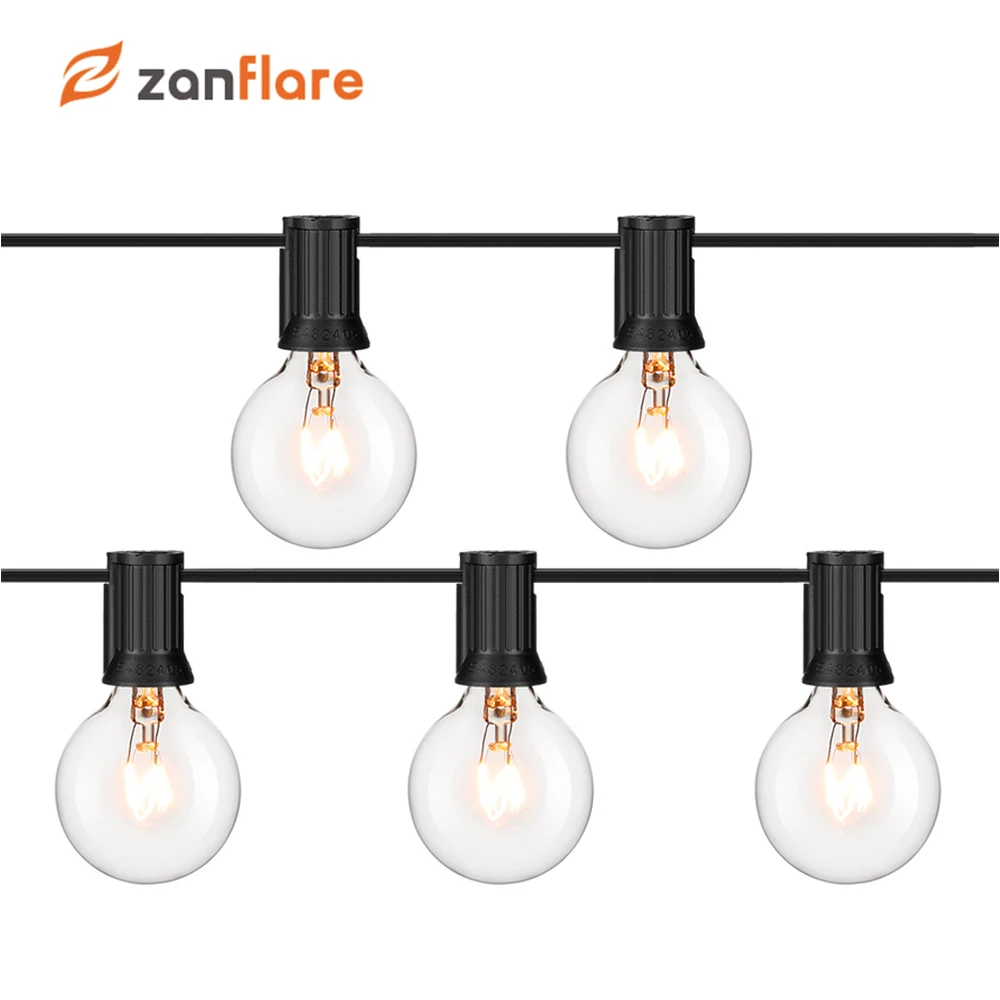 

Zanflare 5ft Vintage Globe String Lights with 52 Clear G4 Bulbs (2 for Spare), Connectable String Lights for Patio, Backyard