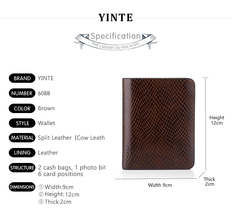 Yitne модные Для мужчин короткие кошельки Коричневый кошелек двойного сложения Для мужчин s Элитный бренд кожа держатель для карт деньги