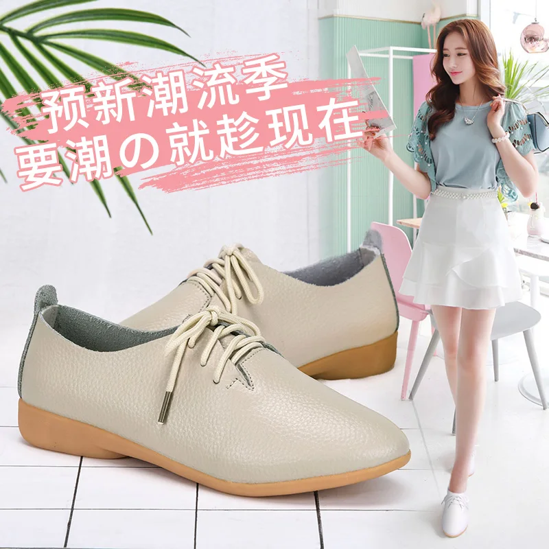 STS Brand Spring Women Genuine Leather Shoes Women Ballet Flats Lace up Chaussures Femme Fazz Oxford Flats Sneakers Pointed Toe (1)