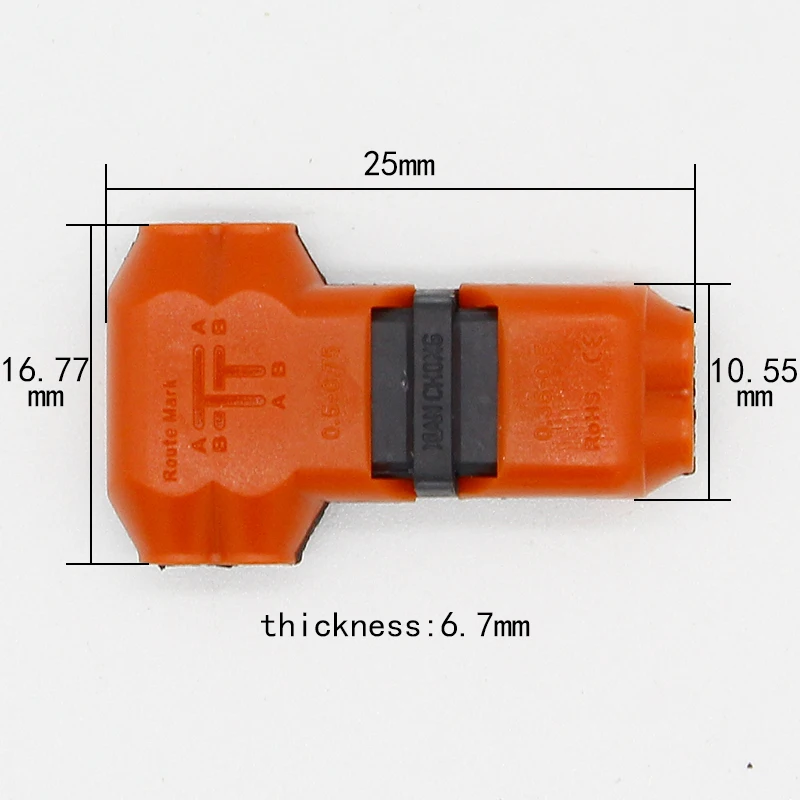 5 шт. 2 Pin 2 Way dc/ac 300 В 10a Универсальный Компактный проводной разъем Т-образный проводник клеммный блок с рычагом AWG 18-24