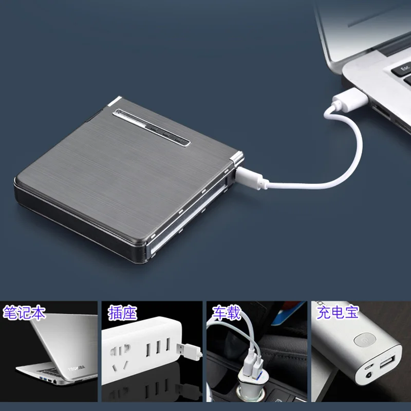 20 сигарет) металлический чехол для электронных сигарет USB зажигалки Зарядка Электрический провод ветрозащитная Зажигалка коробка для сигарет подарок для мужчин