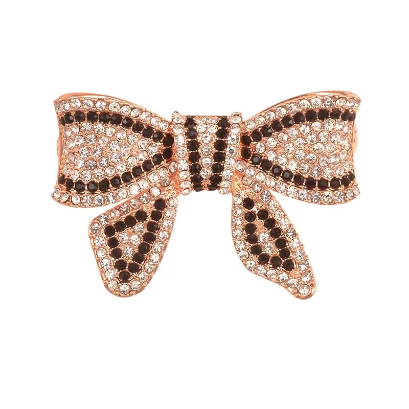 

Deshow New Black Color Rhinestone Bow Brooches for Women Large Bowknot Brooch Pin Vintage Fashion Jewelry Winter