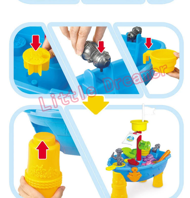 Brinquedos de Praia Verão à Beira-mar Navio Pirata Plástico Crianças Água Areia Jogo Ferramentas Banho Conjunto 24pcs 4 Cheap Blocos