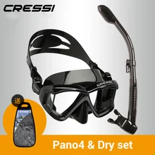 Snorkeling-Set Skirt Scuba-Diving-Mask Cressi PANO4 Silicone for Adults DRY Four-Lens