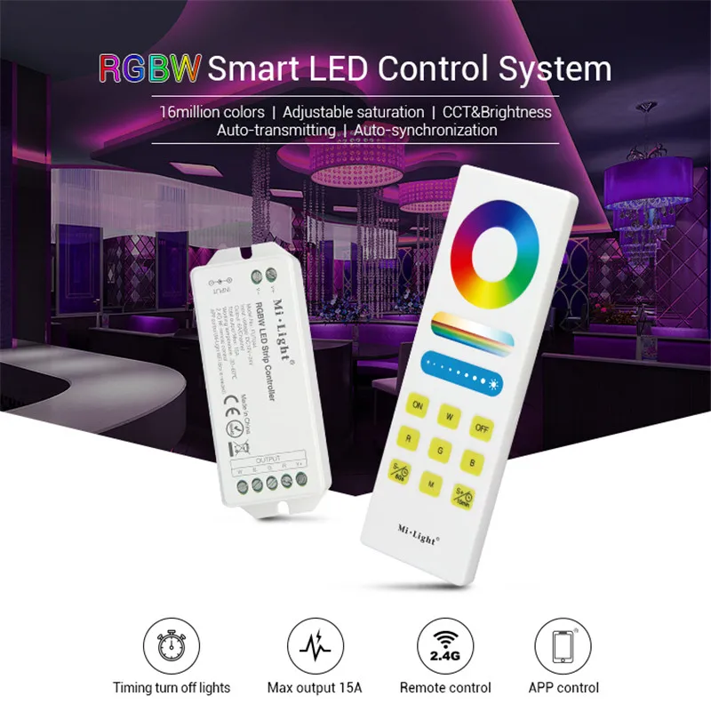 

mi light FUT044A 16 million RGBW Smart LED Control colors adjustable System led controller DC12V~24V Total Output Max 15A