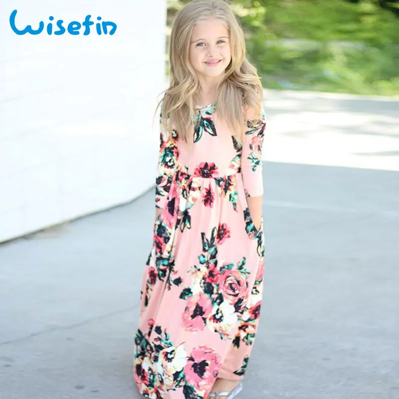 

Wisefin Children Girl Maxi Dresses Long Sleeve Party Kid Clothes Princess Dress Flower Christening Toddler Girl Clothing Dresses