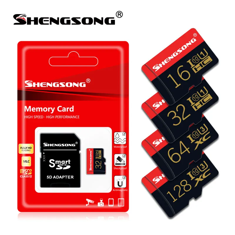 

Shengsong original Micro sd 128GB 64GB 32GB 16GB memory card C10 SDHC/SDXC U1 U3 SD Card cartao de memoria with Adapter