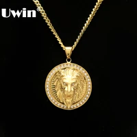 Mens Hip Hop Jewelry Iced Out Gold Color Fashion Bling Bling Lion Head Pendant Men Necklace Gold Color For Gift/present 1