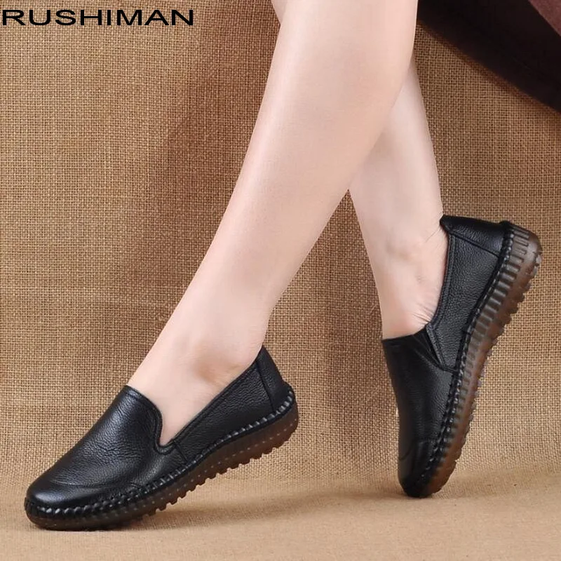 2018 Spring autumn New Fashion Loafers Genuine Leather Soft Casual Flat Shoes Women Handmade Shoesmother shoes | Обувь