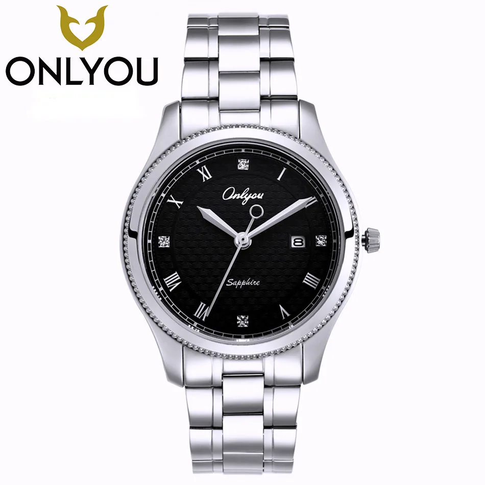 

ONLYOU Lovers Watches Top Luxury Men Quartz Analog Clock Stainless Steel Strap Watches 50M Waterproof wristwatch Wholesale