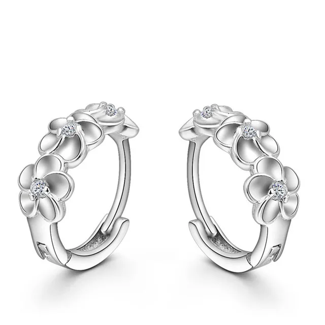 Top 925 Sterling Silver Earring Woven Flowers Shape Hoop Top 925 Sterling Silver Earring Woven Flowers Shape Hoop Earrings Embed Cz Crystal Pretty