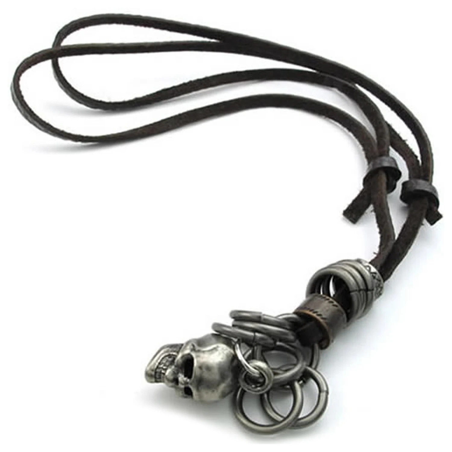 Jewelry Men Necklace, Retro Gothic Skull Head Bead Alloy Pendant with