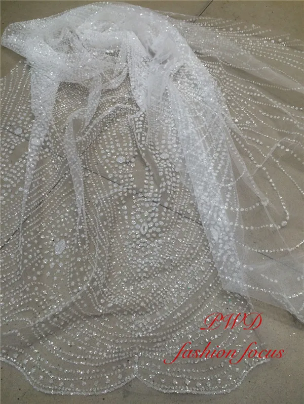 Блестящая Алмазная блестящая сетчатая ткань свадебное платье кристальная белая клееная блестящая трендовая сверкающая Ткань для шитья своими руками - Цвет: white