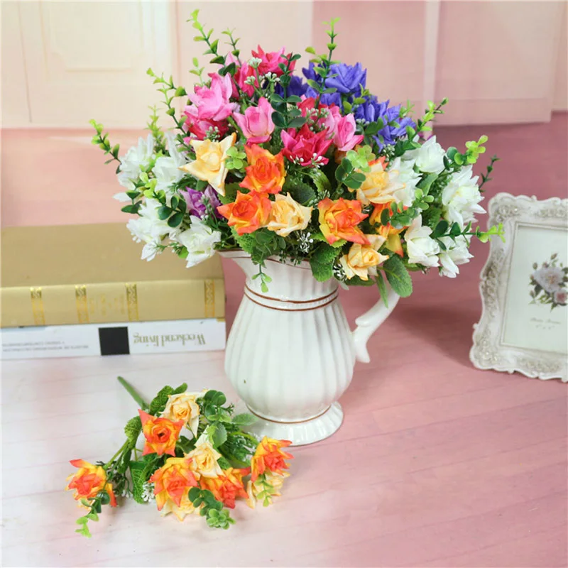 

Bouquet Of Artificial Flowers For Decoration Silk Cloth Fake Roses Ornaments