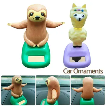 

Auto Solar Powered Car Decoration Sheep Sloth Toy Cartoon Head Shaking Doll Innovative Halloween Gift Car Ornament Accessories