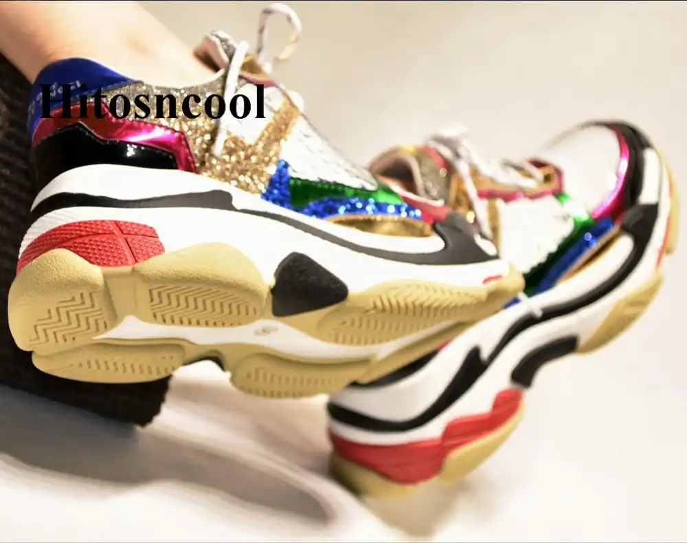 multi color sequin tennis shoes