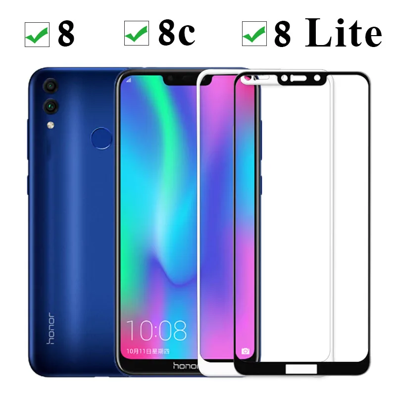 Защитное стекло Honor 8c 8 Lite закаленное для Huawei Hono Honor8 C C8 lite Защитная пленка