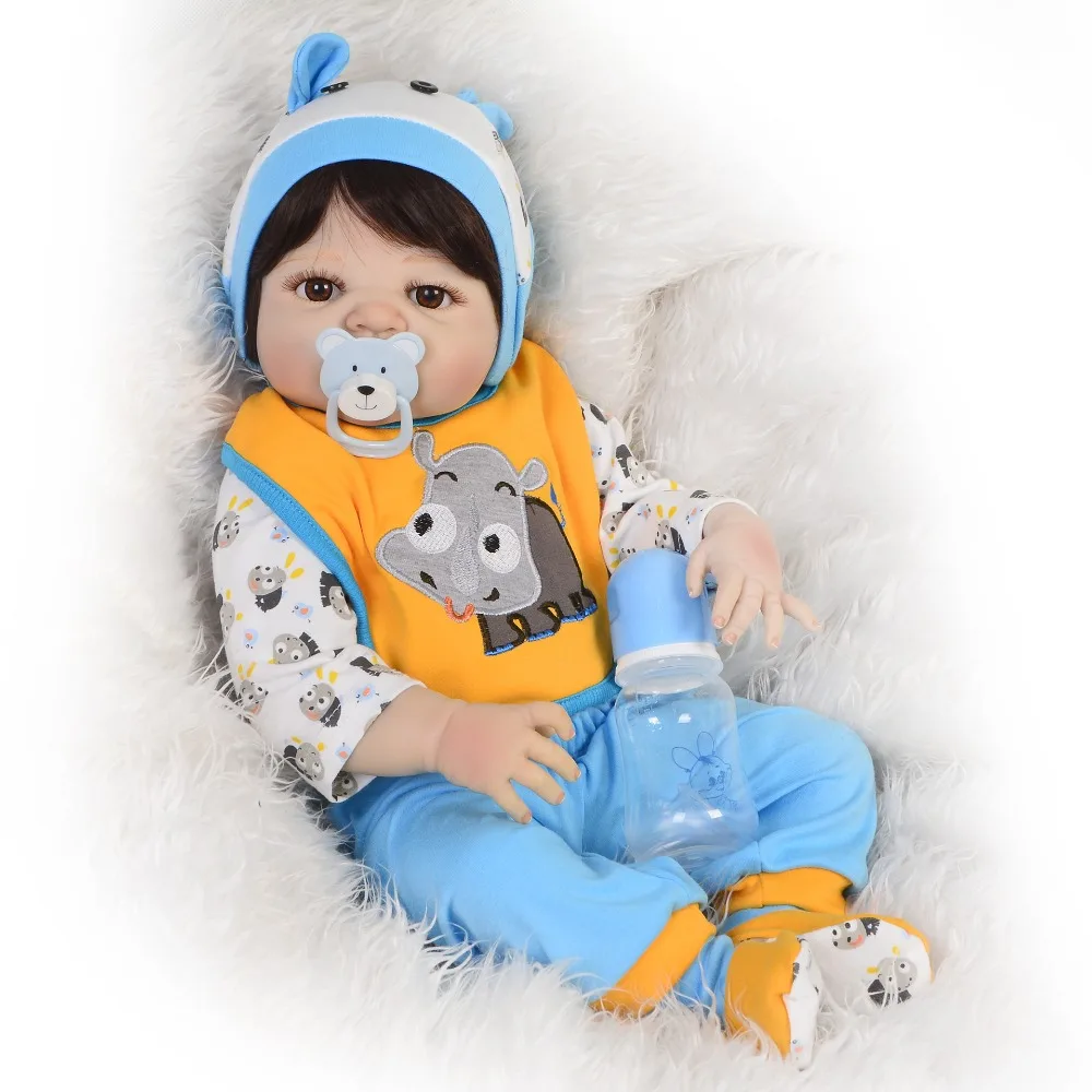 Мультфильм 57 см Reborn Baby Doll мальчик Мода DIY игрушки 23 дюймов силиконовые Reborn младенцев полный винил тело Bebe для детей подарки на день рождения