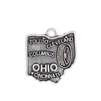 

10pcs Charms Ohio Map 17x19mm Antique Silver Color Pendant Ohio Map Charms For Jewelry Making Jewelry Findings