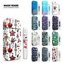 Волшебная Акула модная птица цветок сердце Ухабистая наклейка кожа для IQOS 2,4 Plus 2,4 p чехол для электронной сигареты