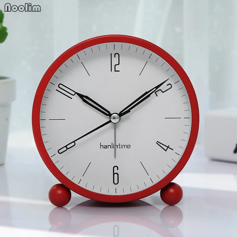 NOOLIM креативный тихий Будильник Светящиеся часы прикроватные модные современные минималистичные металлические маленькие часы для спальни Настольный Декор - Цвет: Красный