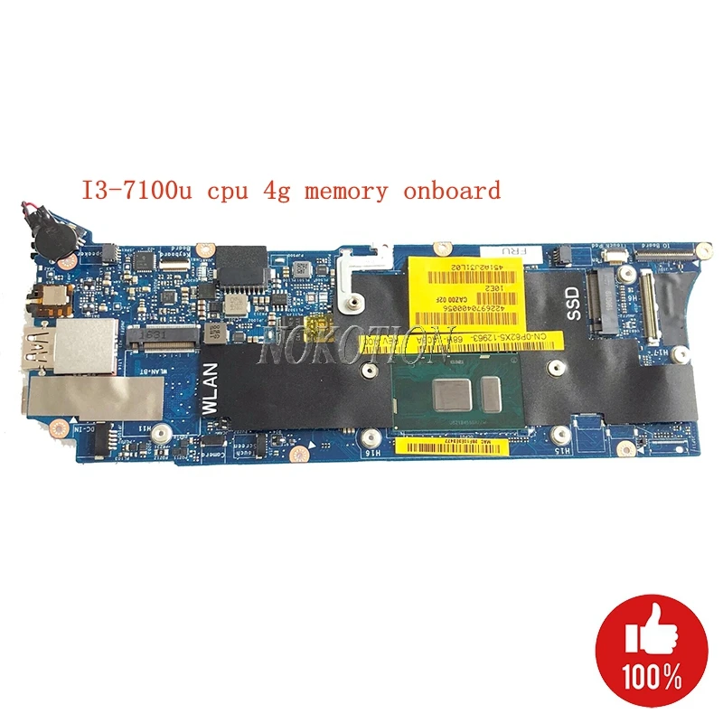 

Nokotion caz00 la-d841p for dell xps 13 9360 cn-0p82x5 0p82x5 p82x5 laptop motherboard with sr2zw i3-7100u cpu 4g memory onboard