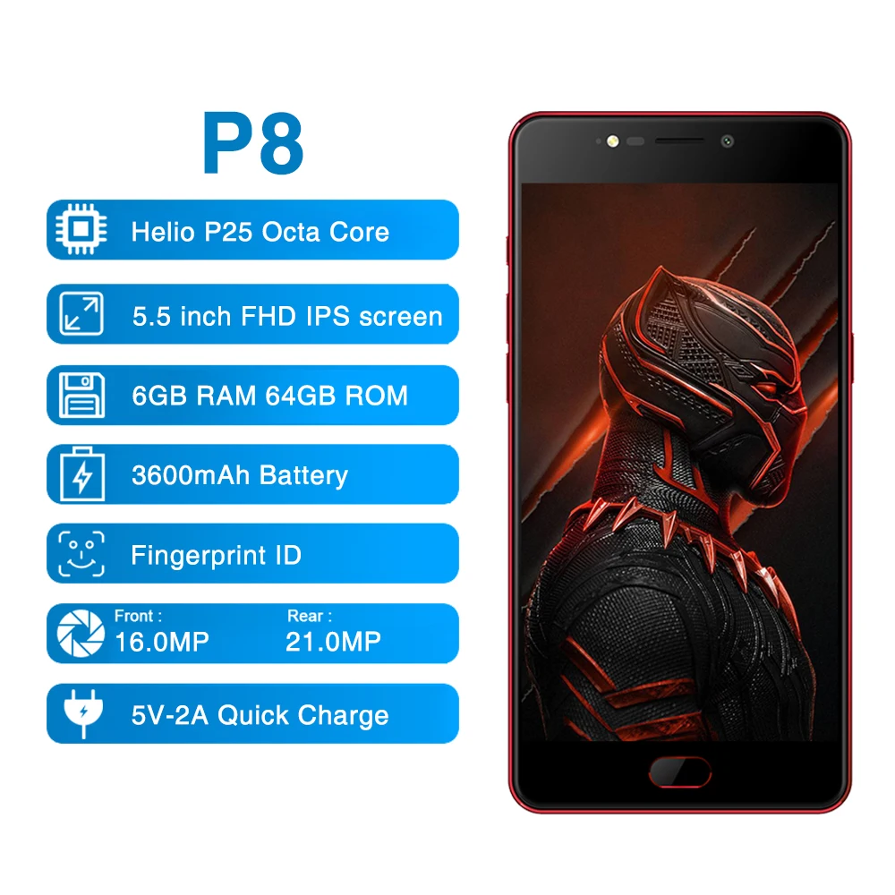 Elephone P8 Helio P25 Восьмиядерный 5 дюймов мобильного телефона Android 7 0 6 ГБ Оперативная