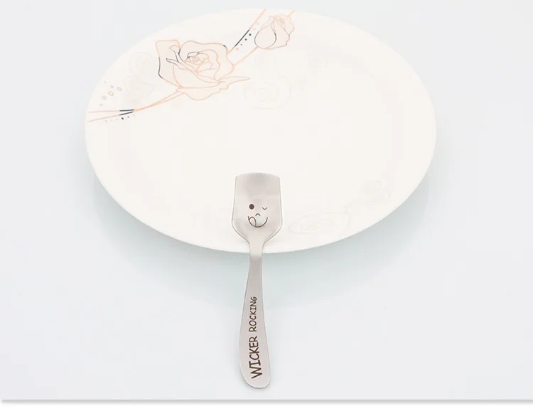 1PC New Korean Cute Children Smiling Face Stainless Steel Square Shape Spoon KX 230