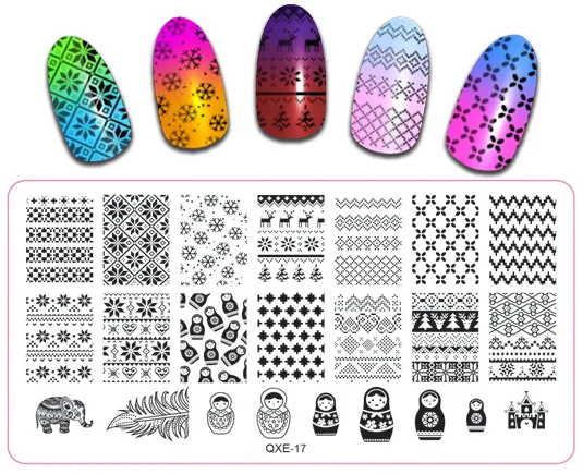 

Rectangle Nail Art Sweater pattern Stamping Image Plates Polish Printing Stamp Template Manicure Stencils Nail Stamping QXE17