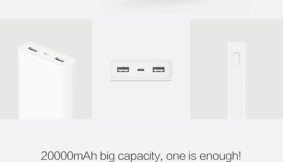 Внешний аккумулятор xiaomi QC3.0, Дополнительный внешний аккумулятор, 20000 мА/ч, портативное зарядное устройство, двойной USB, быстрая зарядка для iPhone, Sumsung, xiaomi