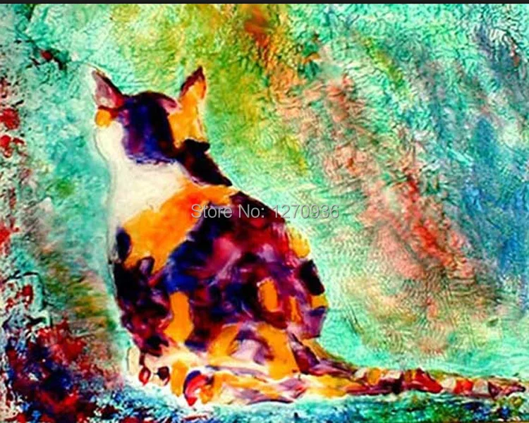 

High Quality Skilled Artist Handmade Abstract Cat Oil Painting on Canvas Hand-painted Colorful Animal Wall Artwork Unique Gift