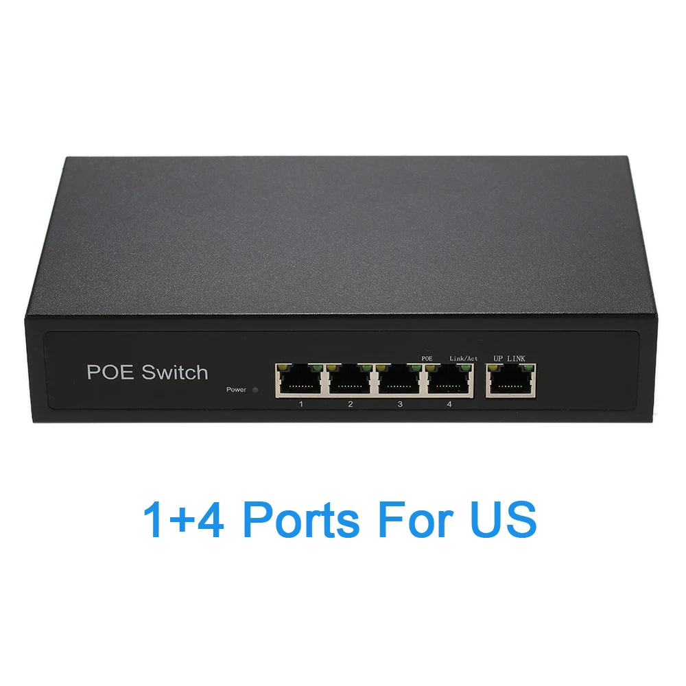 1+ 4 Порты 10/100 Мбит/с PoE выключатель инъектор Мощность Over Ethernet IEEE 802.3af для камер AP VoIP встроенный Питание адаптер Коробка - Цвет: C3909US