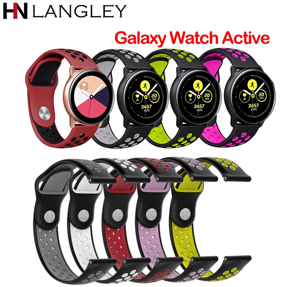 20 мм часы ремешок для samsung Galaxy Watch Active 40 SM-R500 большой силиконовый замена спортивные мягкий браслет ремешок