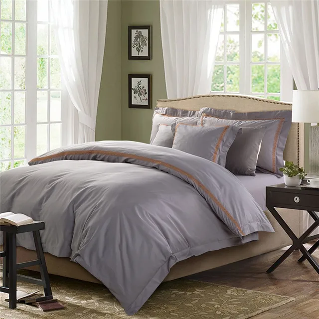 Cheap White grey color king queen size hotel bedding sets 100% cotton soft bedclothes 4Pcs duvet cover bed sheet set pillow shams 36 Cheap White grey color king queen size hotel bedding sets 100% cotton soft bedclothes 4Pcs duvet cover bed sheet set pillow shams 36