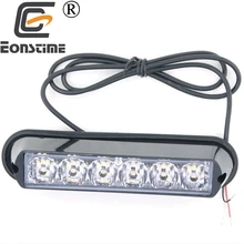 Eonstime 1 pçs 12v-24v super brilhante amortecedor dianteiro grille 6 led 6w aviso strobe flash luz base preta vermelho azul âmbar branco