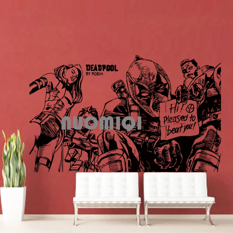 

Deadpool Marvel movie characters living room, bar KTV background wall decoration wall sticker*674*