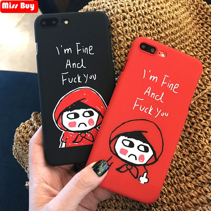 

Cute Funny Cartoon Little Red Riding Hood case for iPhone 7 case Slim Matte Hard PC Phone cover for iPhone 7 8 plus 6s 6 Coque