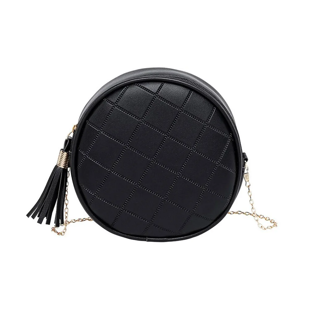 

2019 Hot Handbag PU Leather Zipper Single Shoulder Bag Lady Gril Small Stly Circular Bag Satchel for women