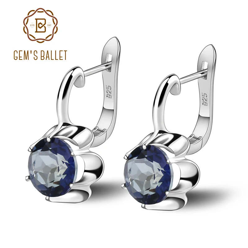 Женские серьги гвоздики Gem's Ballet из натурального голубого серебра диаметром 5 47