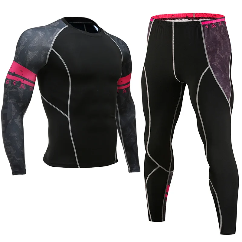 MMA rashguard Мужская Фитнес-мульти-функциональная фитнес-скорость сухая футболка набор 3D печатные мужские брюки Мужские t-shir