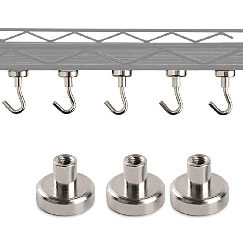 

4pcs Magnetic Hooks Powerful Heavy Duty Neodymium Magnet Refrigerator Surfaces Not Scratch MDJ998