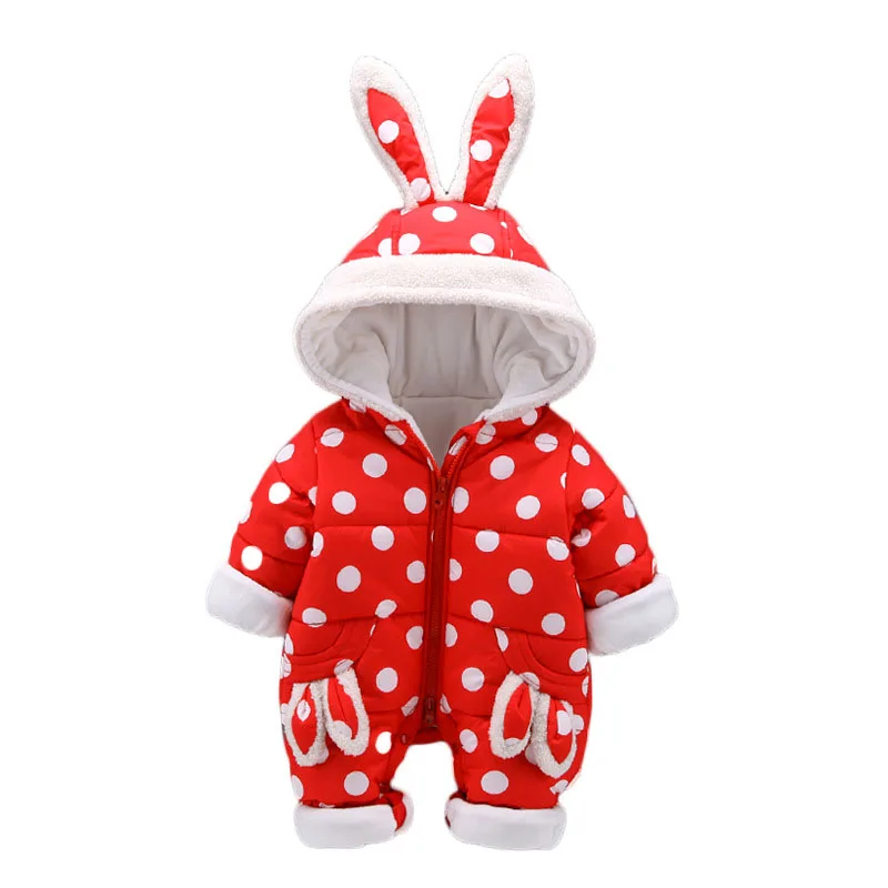 

Winter Jumpsuit Baby Thicken Snowsuit Cute Rabbit Pouf Snow Wear Coat Boy Warm Romper Down Cotton Girl Bodysuit Baby Clothes